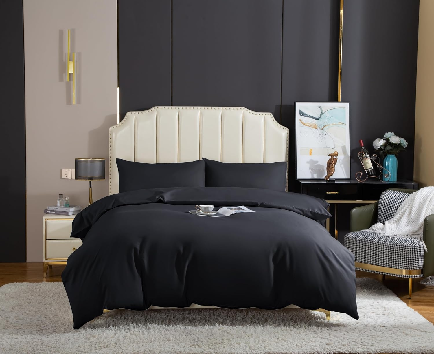 ISMATE Premium Quilt Cover Set,1800 TC Ultra Soft Bamboo Touch Microfiber Doona Cover Bedding Set in Solid Plain Color 3 Pcs Set (White, Queen)