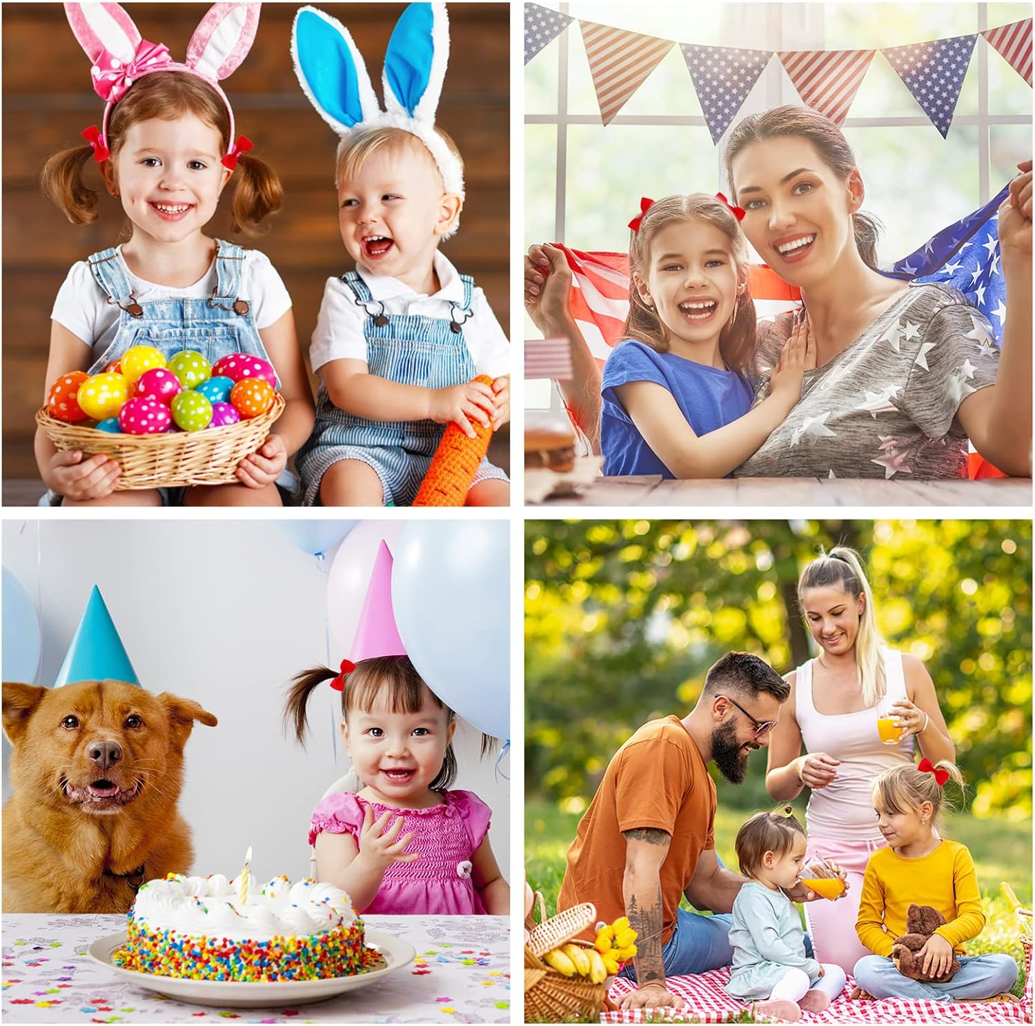 WLLHYF 10 Pieces Hair Ties Bows Rubber Bands Elastics Ponytail Holders Scrunchies Thin Ribbon Cheer Cheerleading Head Styling Accessories for Small Kids Baby Toddlers Girls image number 4