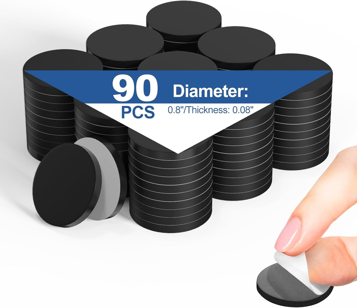 Merrynine 90Pcs Magnetic Dot with Self Adhesive, 0.8" L X 0.8" H, Peel & Stick Flexible Sticky Magnetic Circles, for Crafts, Photos and Die Storage image number 3