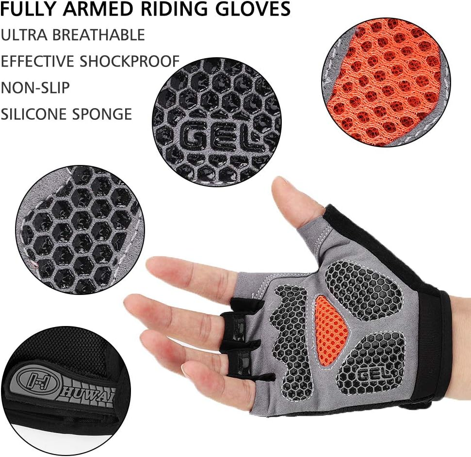 Cycling Gloves for Men Women, Bike Gloves Half Finger Road Bike MTB Gloves, Anti-Slip Shock-Absorbing Glove for Fitness Cycling Outdoor Sports image number 6