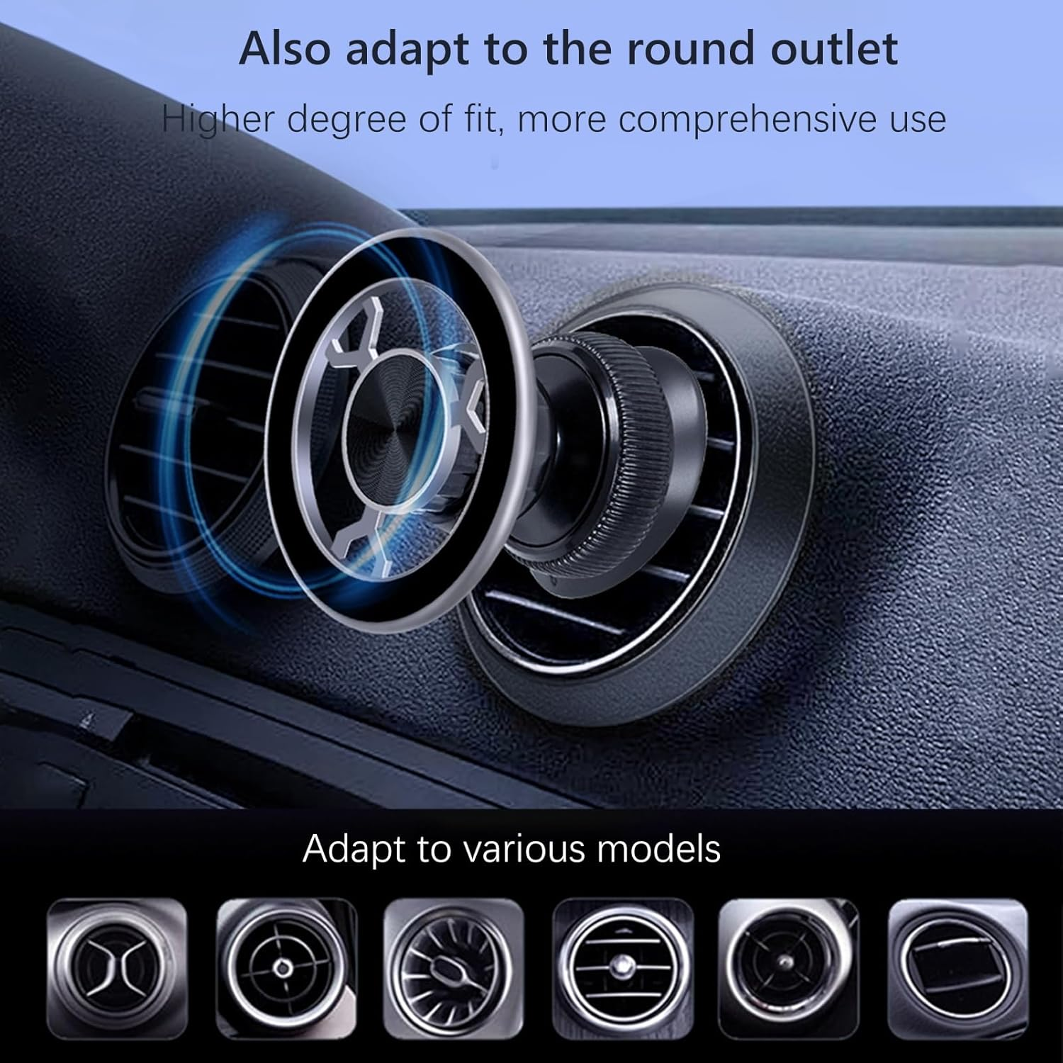 GUAGUA Strong Magnetic Car Phone Holder for Air Vent, for Magsafe Car Mount with 360&deg; Rotation, Universal Compatibility for Iphone and Android Phones, Ideal for Car Travel,Black