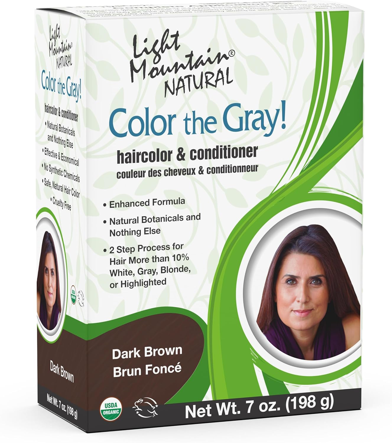 Light Mountain Natural - Color the Gray Hair Color & Conditioner Kit Dark Brown - 7 Fl. Oz. image number 4