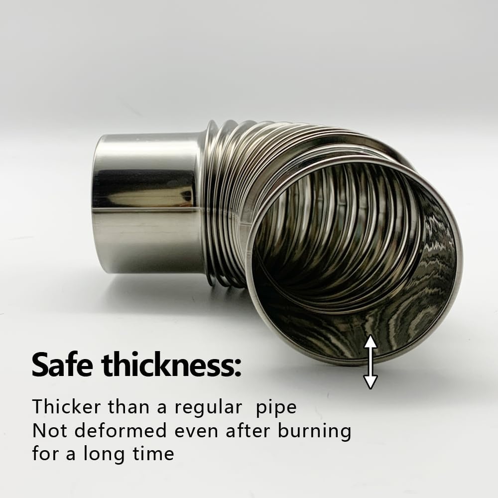 Elbow Chimney Diameter 6Cm 90 + 45 Degree 2 Stainless Steel Camper Wood Stove Chimney Elbow Pipe image number 4