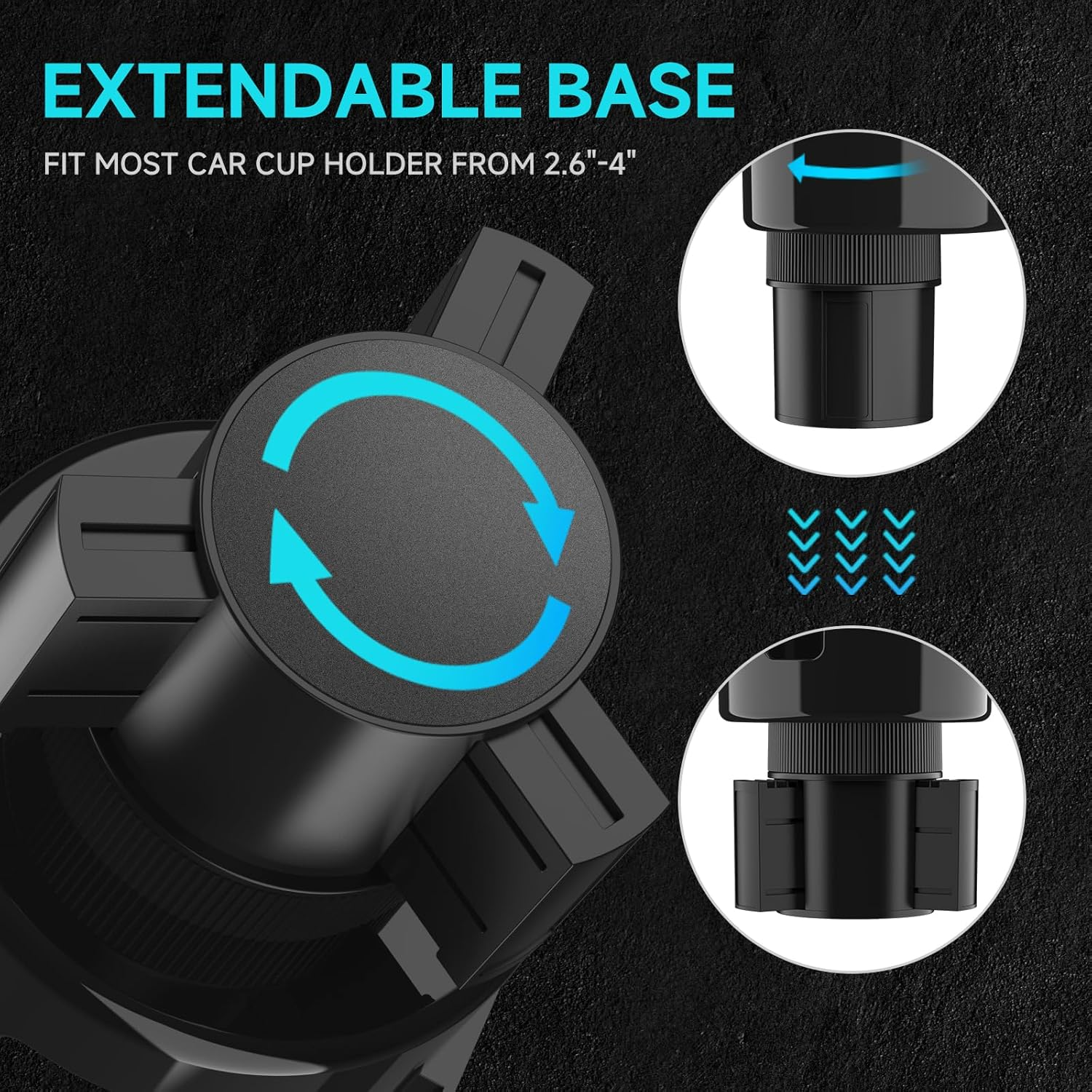 DYLEN Car Cup Holder Expander, 24Cm Detachable Car Food Tray Table for Eating, Cup Holder Expander Adapter for Car, Road Trip Essentials Fits Large Drink Bottles 500-1500 ML (7.1-10.7 CM) image number 2