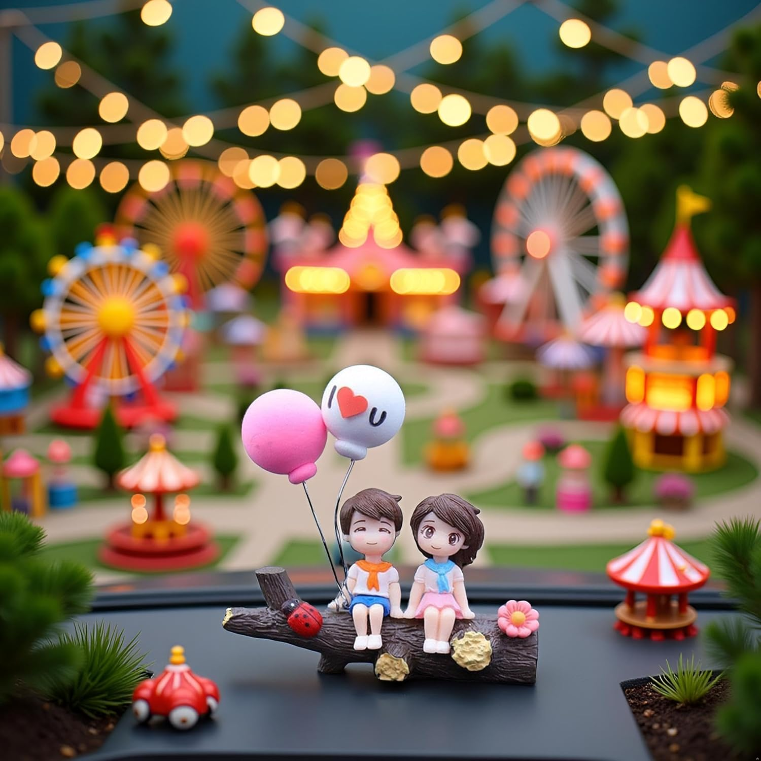 Jowxsx Lovely Cartoon Car Decoration,Couple Cute Ornaments, Car Dashboard Decorations Girl and Boy Ornament,Car Interior Cute Resin Ornaments Suit,Dashboard Figurine Gifts for Automotive image number 5