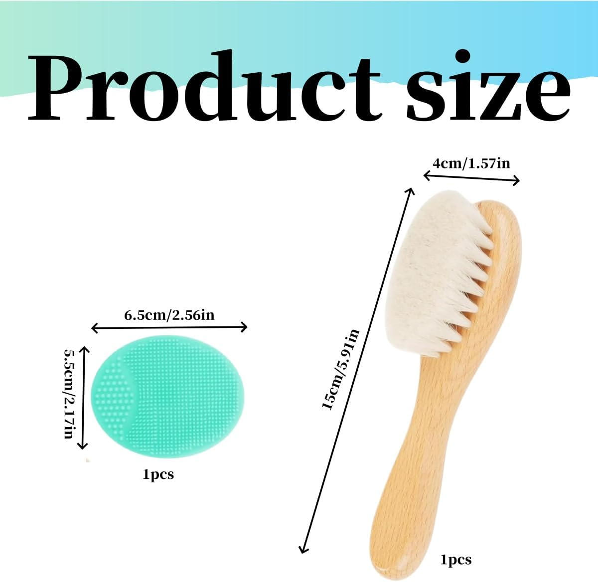 Goat Bristles Brush and ，Hair Brush with Extremely Soft Bristles Silicone Brush Set for Cradle Cap Wood Cradle Cap Brush for Boys & Girls 2 Pcs image number 5