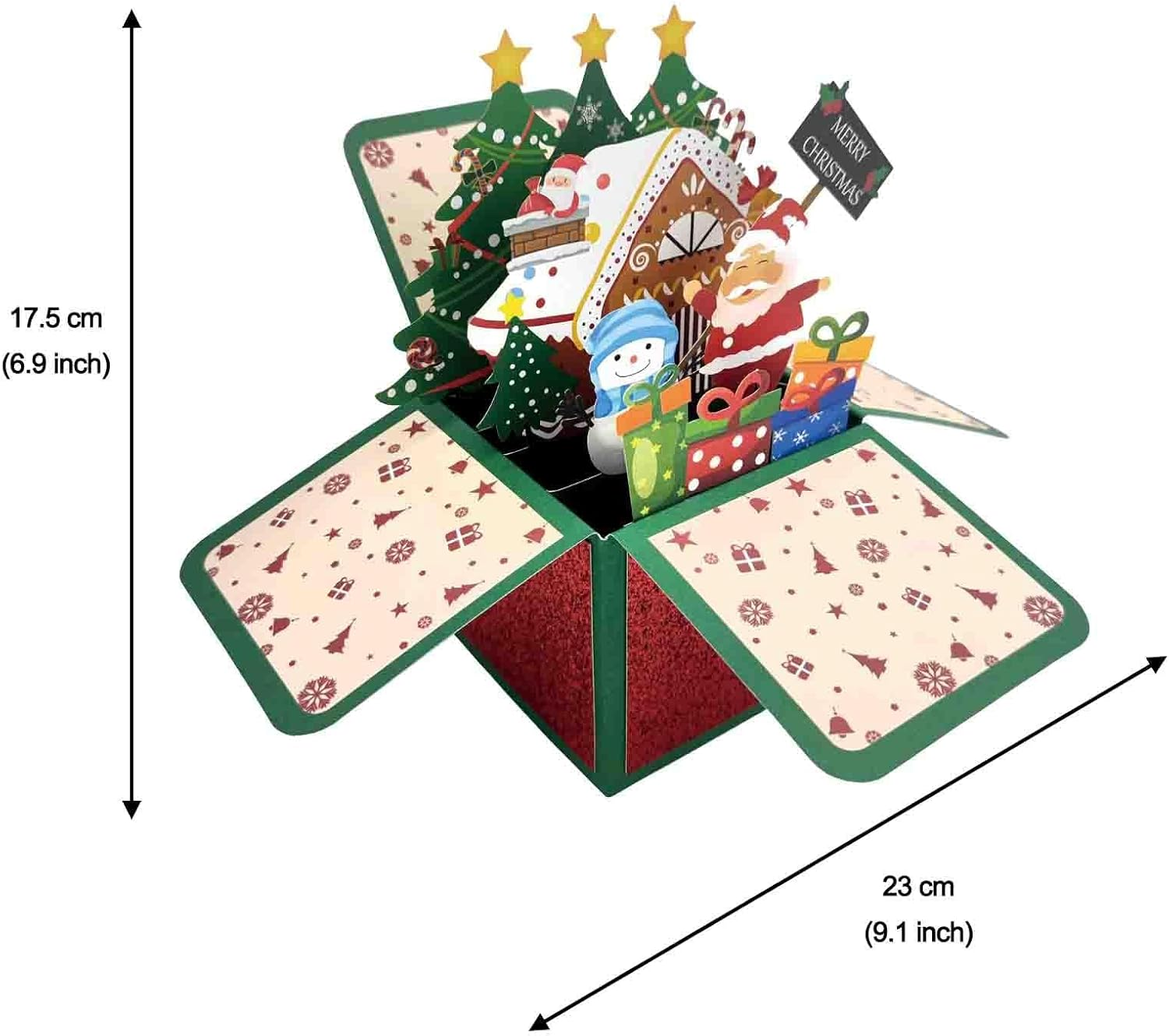 Veryufun Christmas Cards, 3D Pop up Christmas Cards Boxed with Envelope Pop up Greeting Cards Handmade Gifts for Holiday Xmas (Red) image number 2