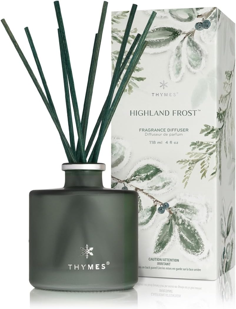 Thymes Petite Highland Frost Diffuser - Home Fragrance Diffuser Set Includes Reed Diffuser Sticks, Fragrance Oil, and Glass Bottle Oil Diffuser (4 Fl Oz) image number 5