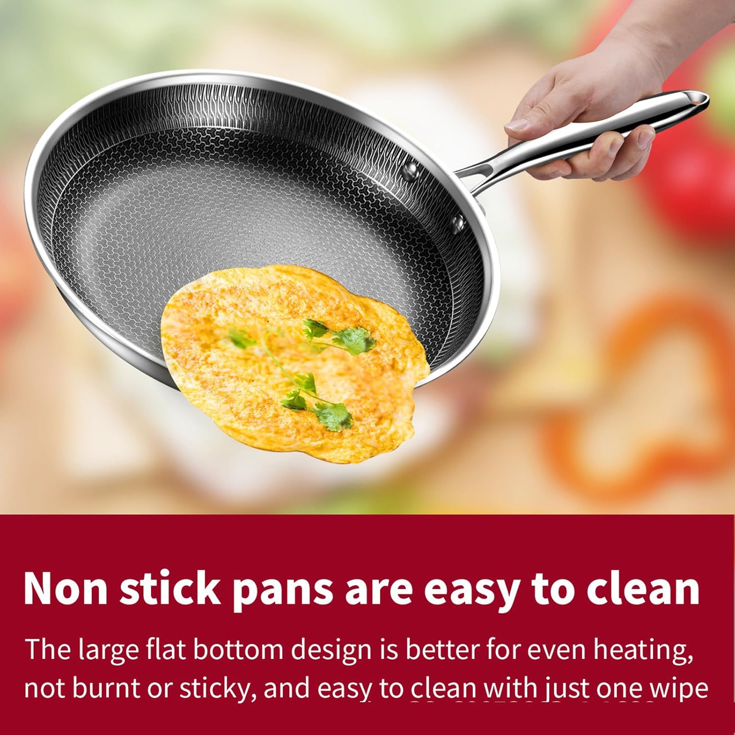Hybrid Nonstick Frying Pan, 28Cm, Stay-Cool Handle, Dishwasher and Oven-Safe, Induction Ready, Compatible with All Cooktops image number 1