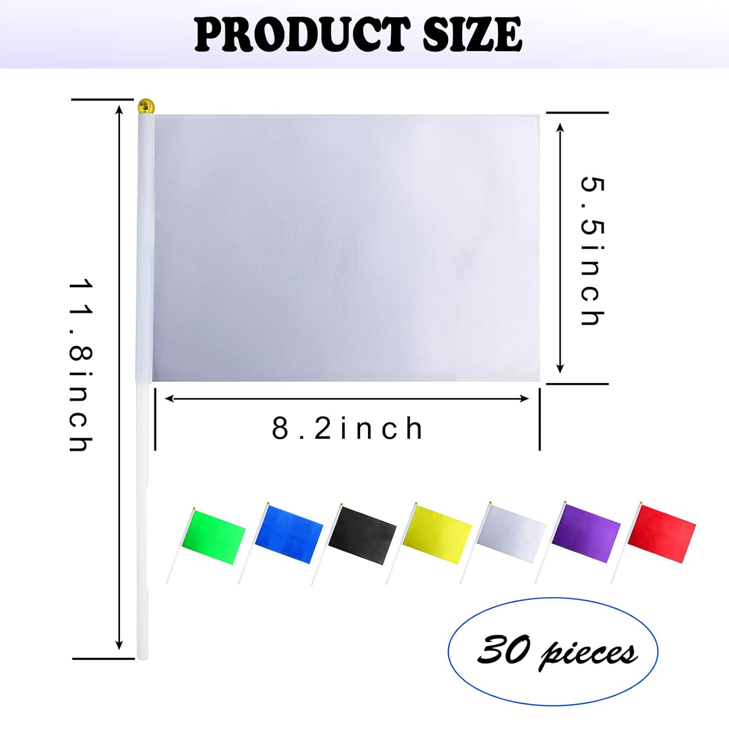 30 Pack Mini Plain Blank Flag Solid White Small Flag White DIY Flags on Stick,Perfect Decorations Themed Party,Grand Opening,Kids Birthday,Sports Clubs,Festival Events