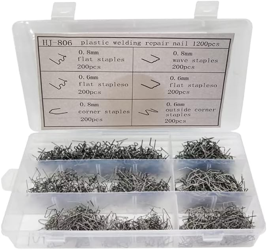 1200PCS Steel Hot Stapler Staples Repair Tools Kit for Plastic Welder Car Bumper, Durable Staples for Auto Bodywork image number 1