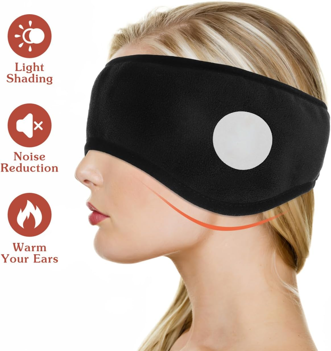 Totority Adjustable Sleeping Earmuffs, 2-In-1 Head Adjustable Sleep Earmuff Headband, Winter Ear Warmers for Men and Women, 2-In-1 Ear and Eye Mask, Comfortable Soft Eye Mask image number 5