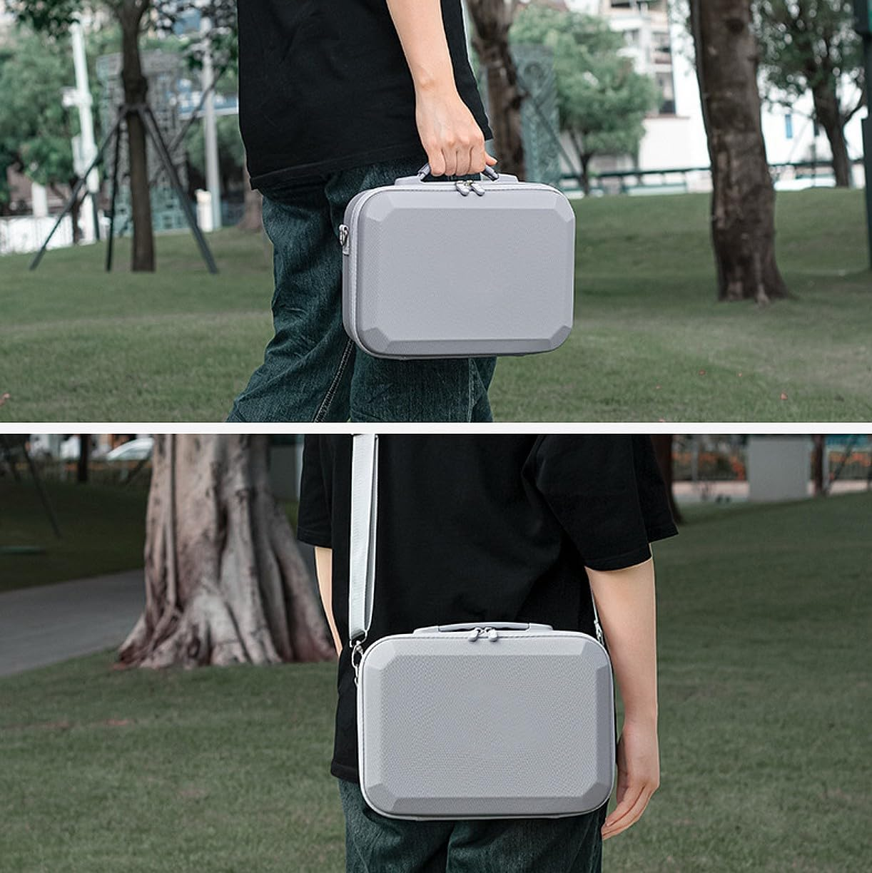 JZK Hard Carrying Case for DJI Neo Drone and Accessories, Water Resistant Storage Box with Shoulder Strap for DJI Neo Fly More Combo, Portable Travel Carrying Case, Grey, Compact Storage Bag With,