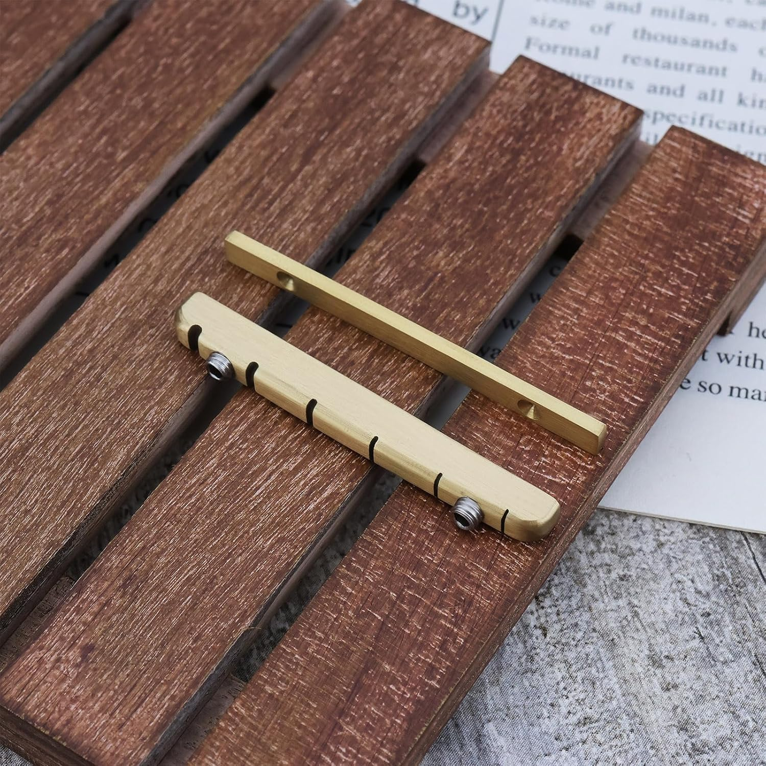 YINETTECH Electric Guitar Brass Bridge Nut 42Mm Height Adjustable Electric Guitar Nut 6 String Guitar Nut Suitable for ST TL Style Electric Guitar image number 5