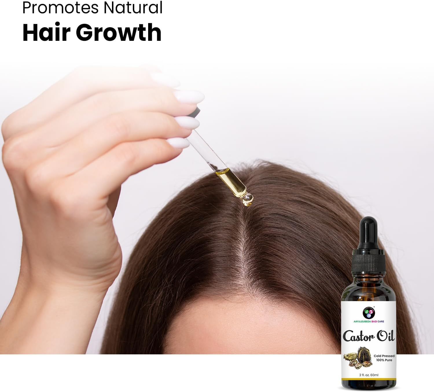 ABC Organic Castor Oil 60Ml Eyelash & Eyebrow Growth Serum | Nourishing Hair, Skin & Nail Treatment | Cold Pressed & Hexane Free | 100% Pure & Hexane-Free. image number 1