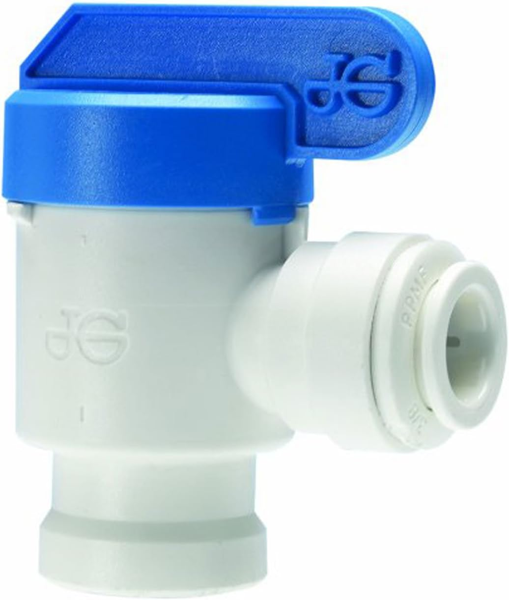 John Guest Speedfit PPSV501222WP John Guest 3/8" X 1/4" Push-Fit Shut-Off Valve Elbow, White