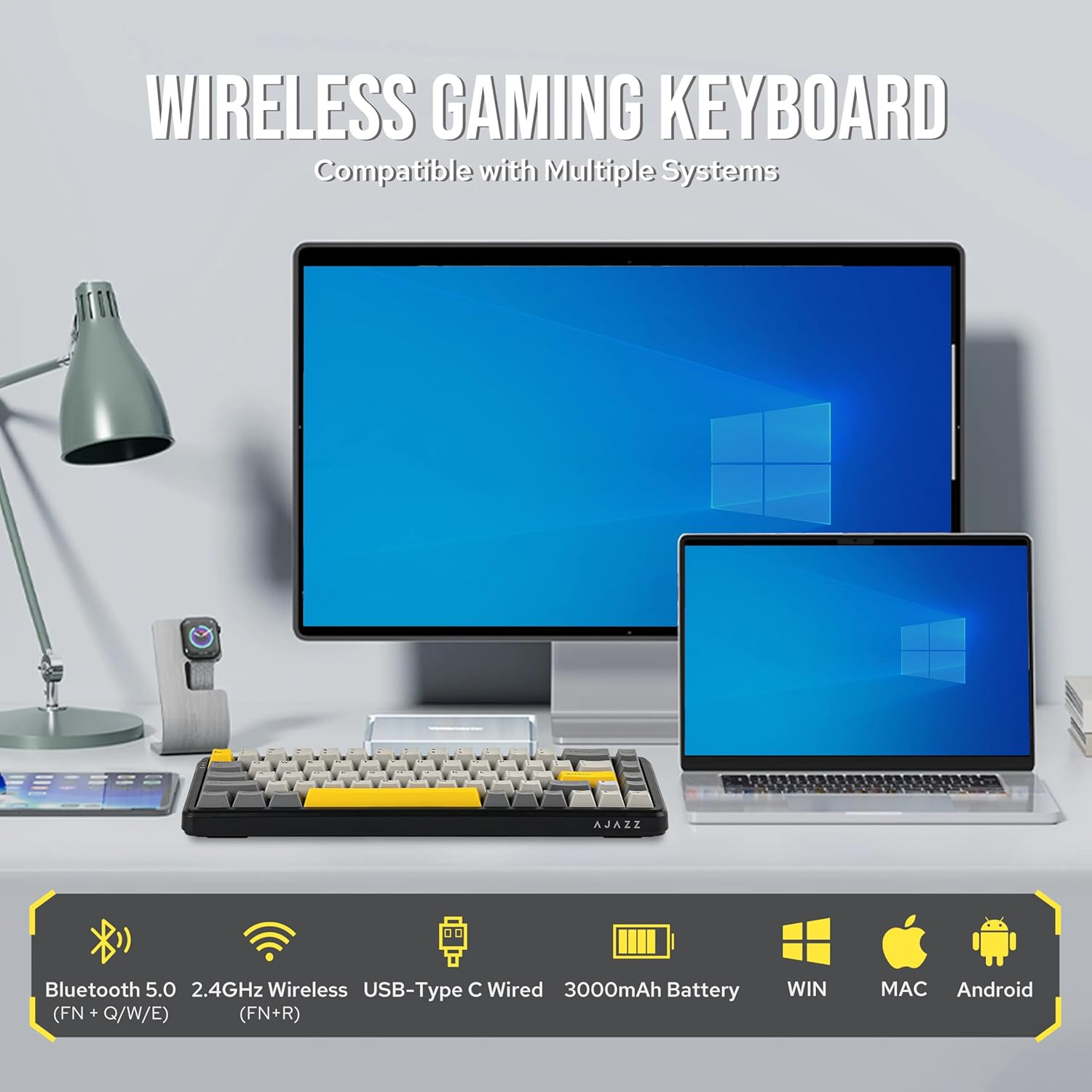 Mechlands AJAZZ AK680 MAX 3 Modes Wireless Gaming Keyboard with 8K Polling Rate, Rapid Trigger Magnetic Keyboard with Hall Effect Switch, Top Structure, RGB Backlight(Black) image number 6