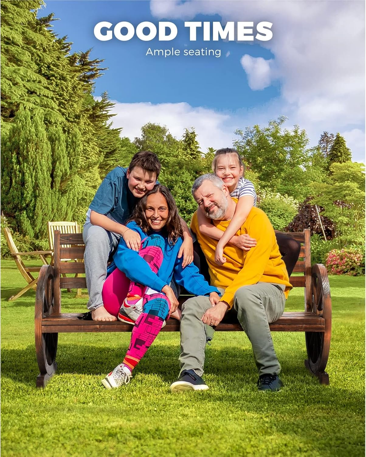 LIVSIP Outdoor Furniture Garden Bench Chair Patio Furniture Charcoal image number 1