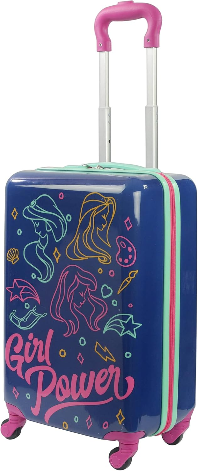 FUL Disney Princess Girl Power Kids Rolling Luggage, Hardshell Carry on Suitcase with Wheels, Blue, Blue, Disney Princess Girl Power Kids Rolling Luggage, Hardshell Carry on Suitcase with Wheels image number 5