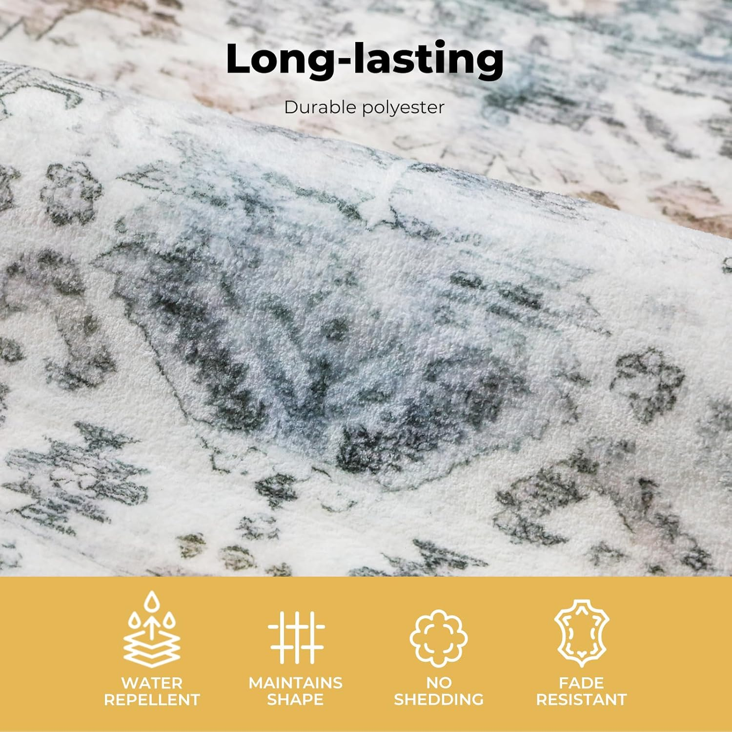 MARLOW 80X120Cm Floor Rugs, Skin Friendly Shaggy Area Rugs, TPR Anti-Slip Backing Soft Large Home Decor Carpet Indoor Outdoor - Versatile for Bedroom,Dining Room,Living Room(Vintage Blue) image number 2