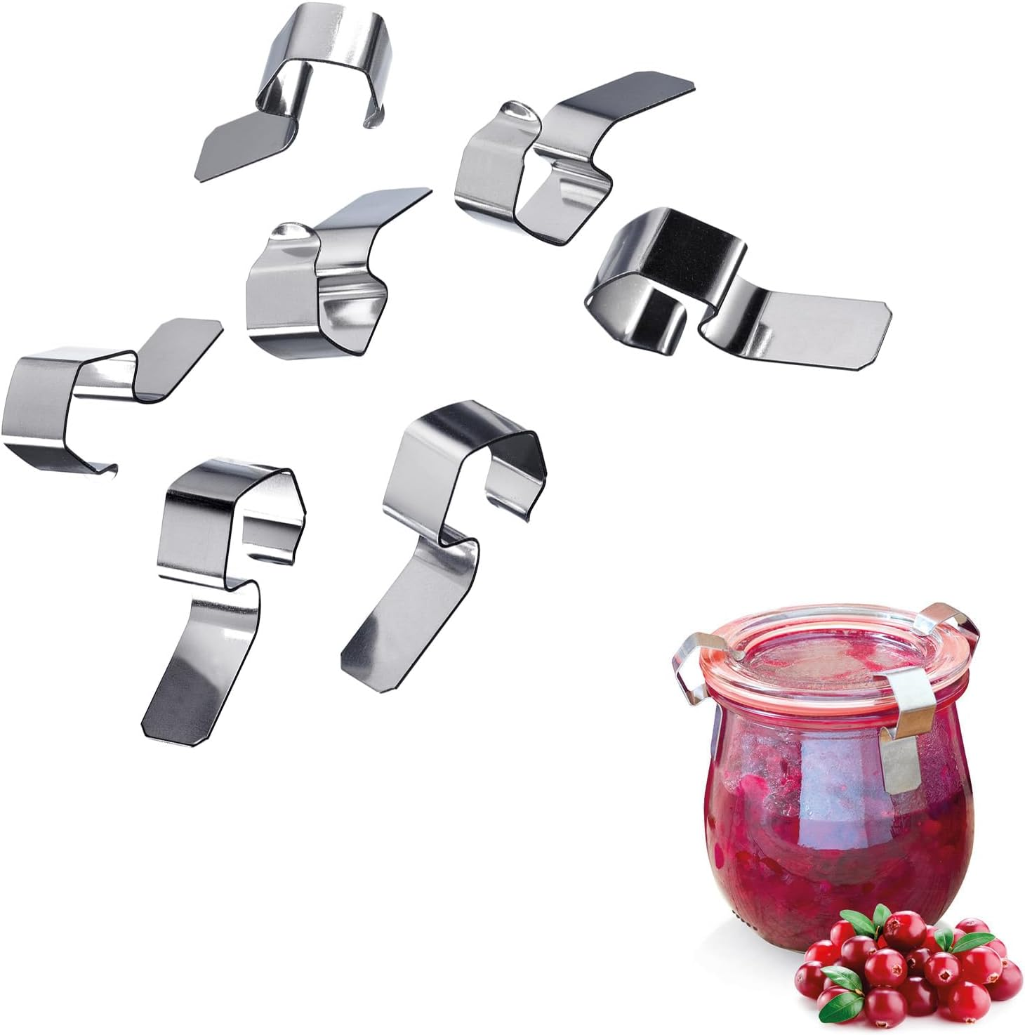 Westmark 24 Lid Clips, Suitable for All round Rim Preserving/Preserving Jars, Steel, Silver, 407522E3 image number 1
