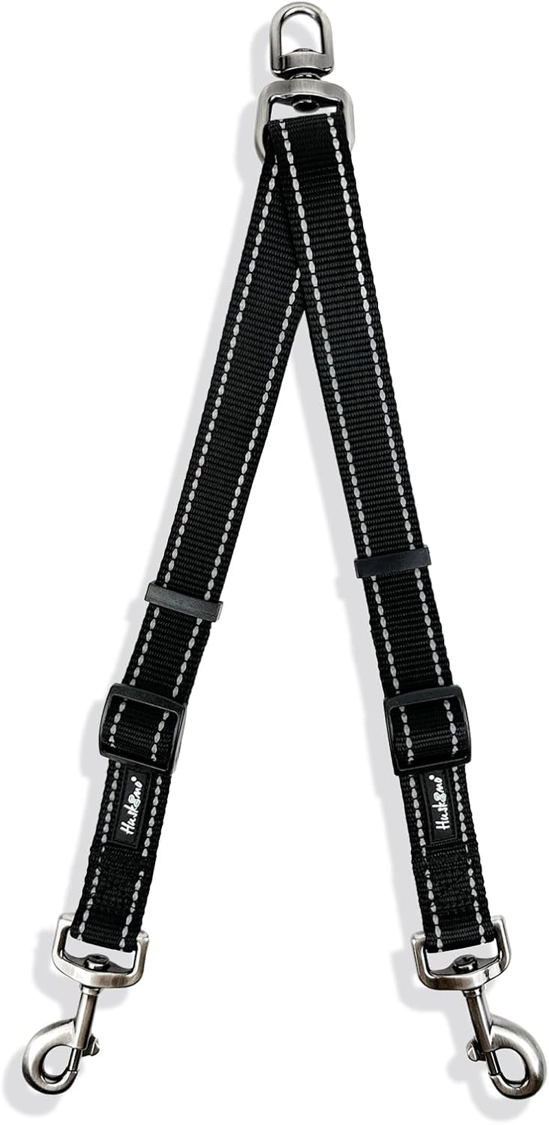 Huskimo Dog Lead Split, Black, Small &ndash; Adjustable Double Lead with Swivel Ring, 17-30Cm image number 3