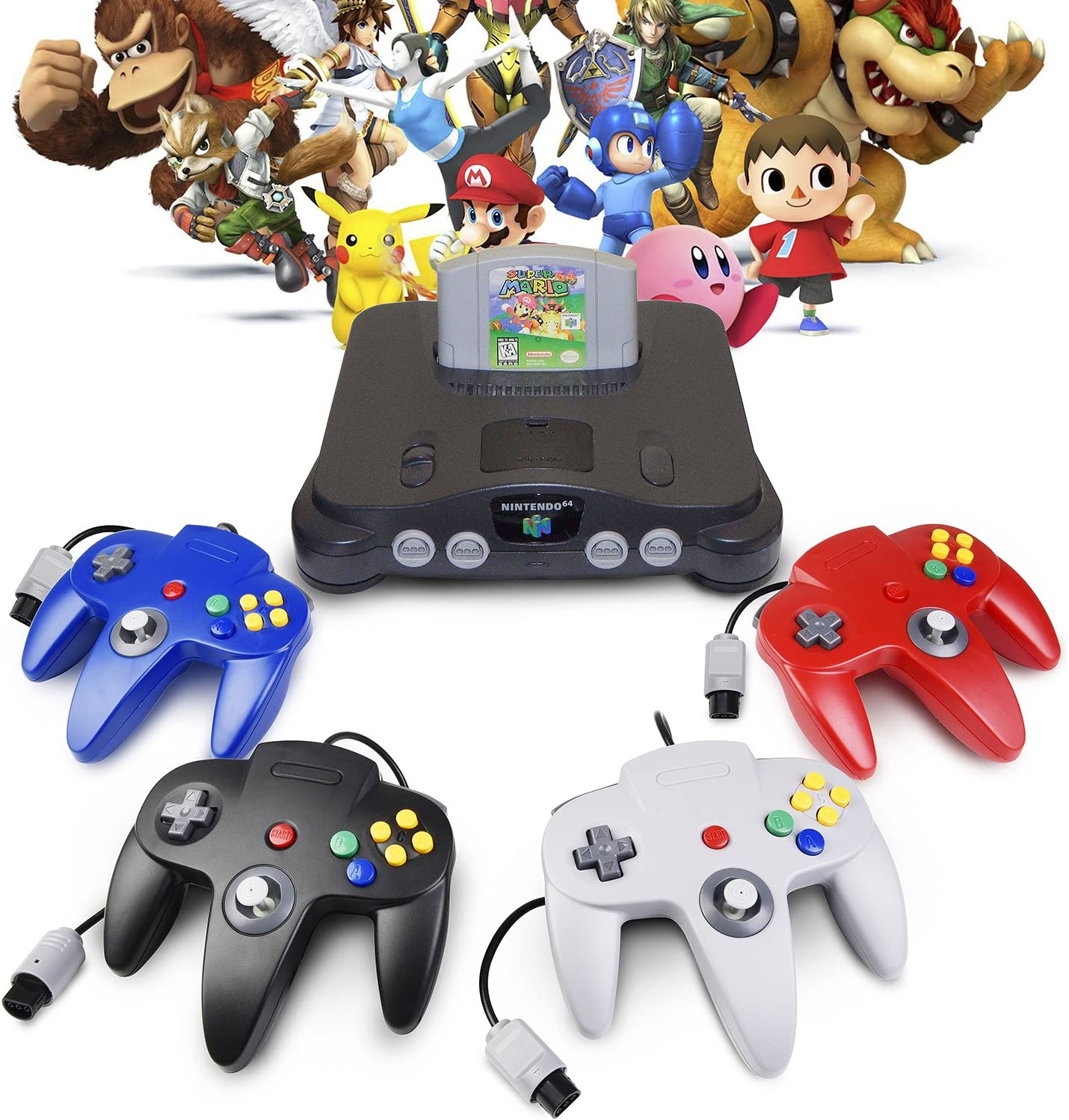 2Xclassic N64 Controller,Kiwitata Retro Wired Gamepad Controller Joystick for N64 Console Video Games System Red+Blue image number 3