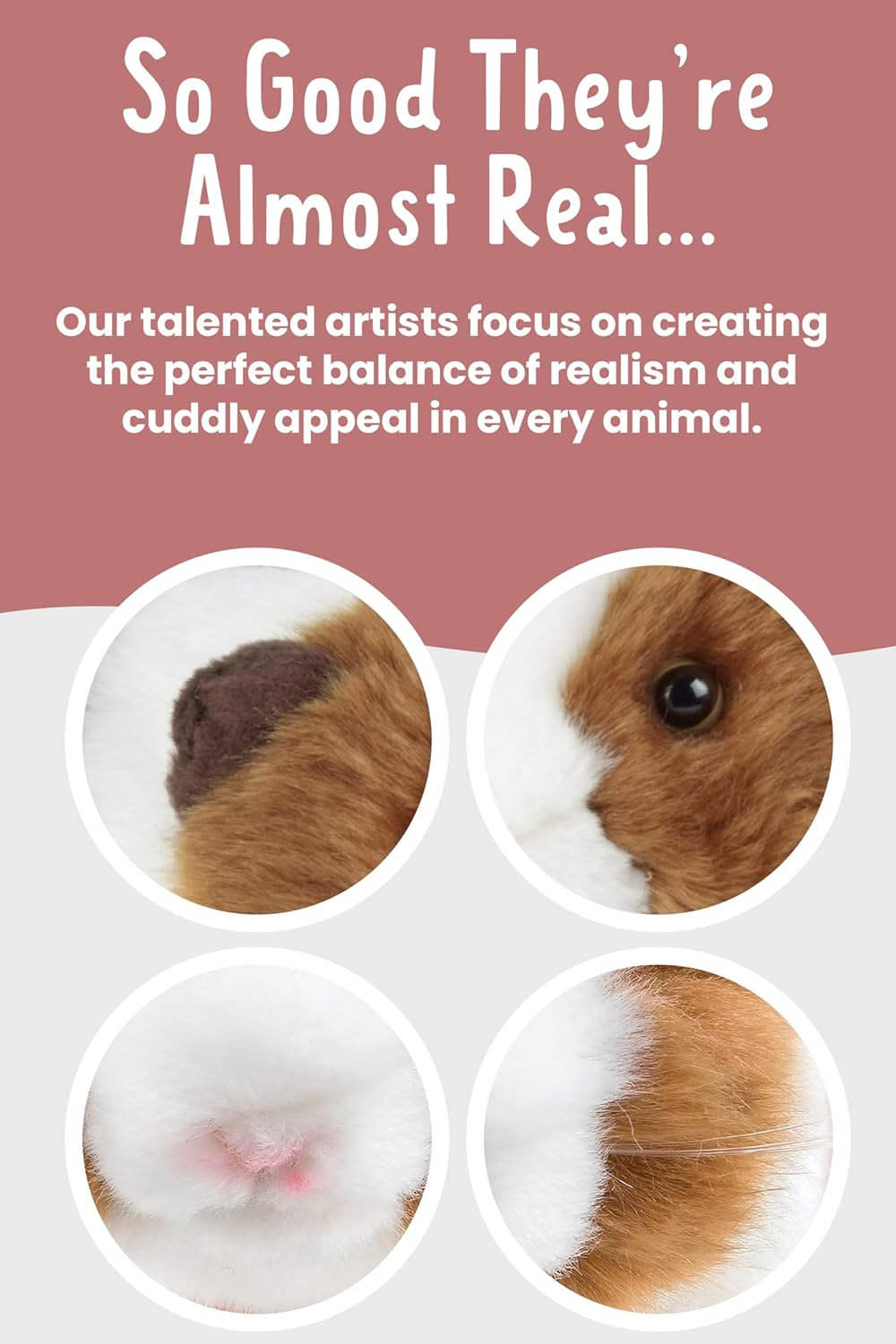 Living Nature Brown Guinea Pig with Sound, Realistic Plush Toy, Soft and Cuddly Stuffed Animal for Kids, Interactive Pet with Fun Fact Tags, Eco-Friendly and Made with Naturli Recycled Materials image number 3