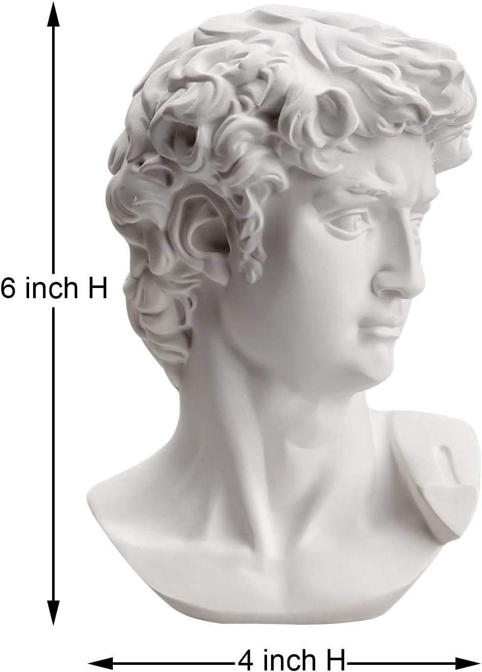 6 Inch Greek Michelangelo David Bust Statue image number 3