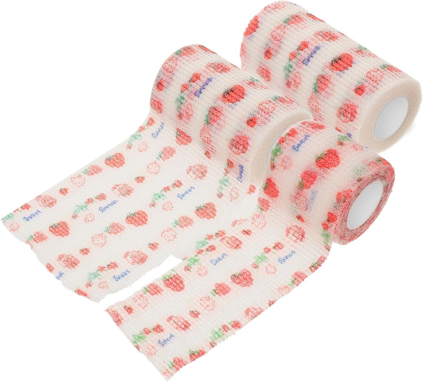 QYINXIU 3 Rolls Bandage Wrap Set, Pet Bandage Vet Tape Wrap, Cute Gauze Rolls Bandage Grip Roll for Dog Cat Pet Horse image number 1