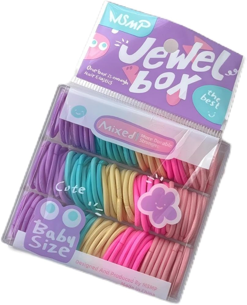 100Pcs Multicolor Mini Elastic Hair Ties, No Crease Ponytail Holders Hair Ties for Kids Girls (Color B)