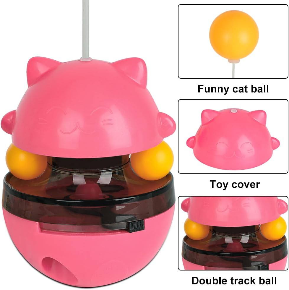 RANJIMA Interactive Cat Toy, Cat Toy for House Cats, 3 in 1 Feather Toy, Cat Feeder Toy, Feeder, Cat Toy with Toy Feeder (Pink) image number 3