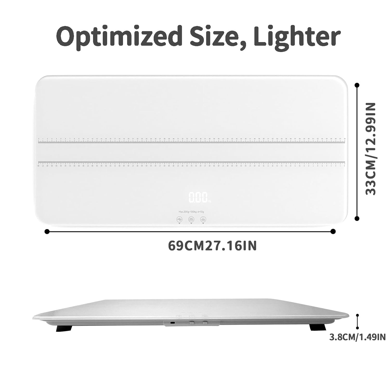 Digital Pet Scale for Dogs and Cats, Large Dog Scale,Max 220Lbs,Rechargeable Version, 3 Weighing Modes Lbs,Kg,St,Precision 10G, 27.16X 12.99 Inches