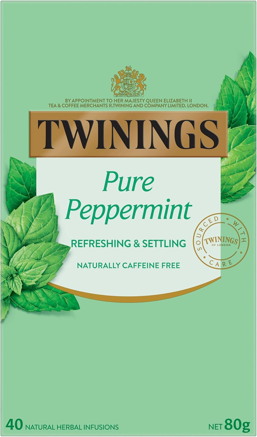 Twinings Pure Peppermint Tea Bags, 40 Tea Bags, Invigorating and Refreshing Herbal Tea, Made with Peppermint Leaves