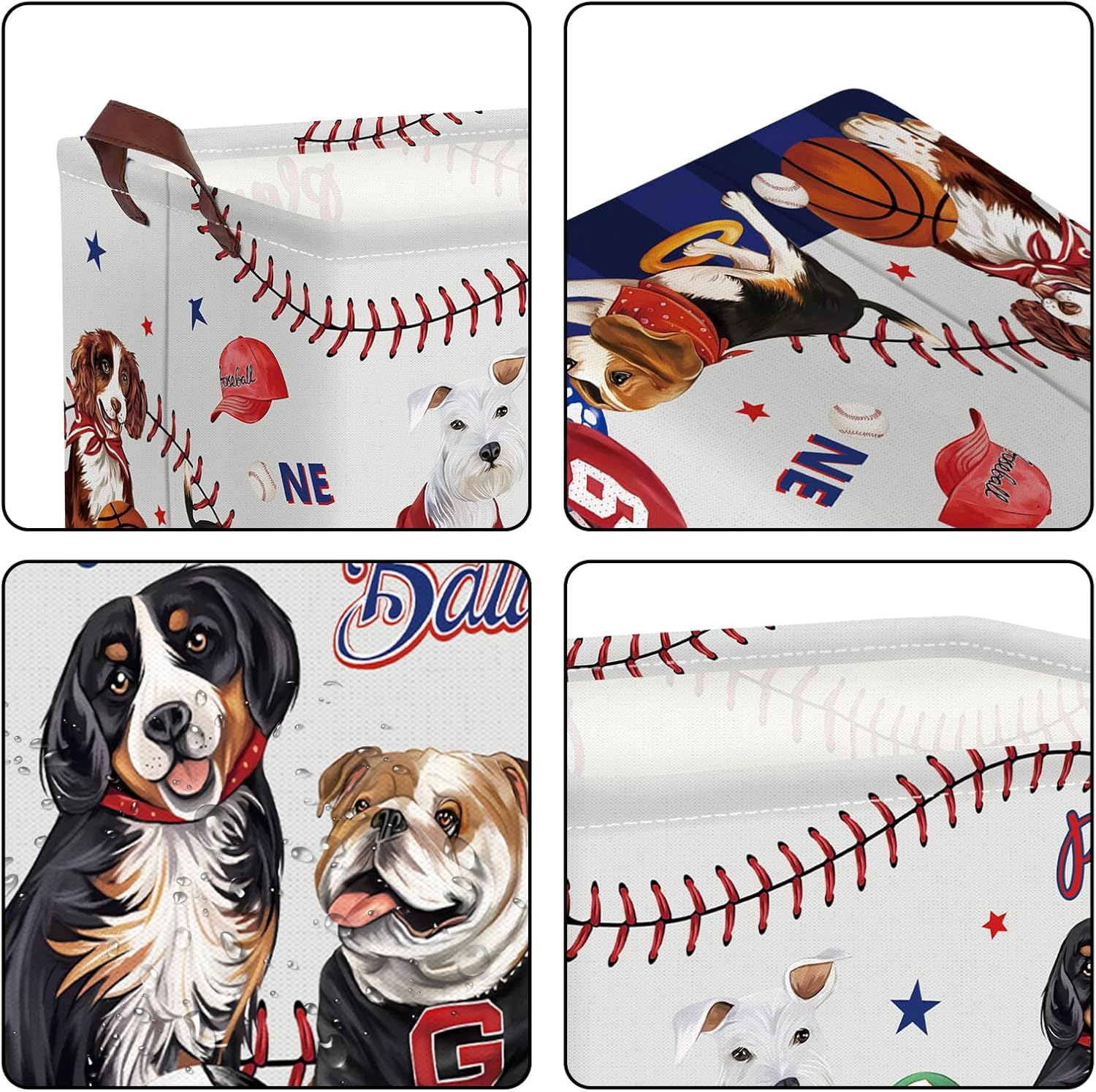 Clastyle Collapsible Dog Gift Toy Basket Rectangle Pet Clothes Food Snack Storage Bin Cute Large Sports Ball Grey Storage Cubes image number 3