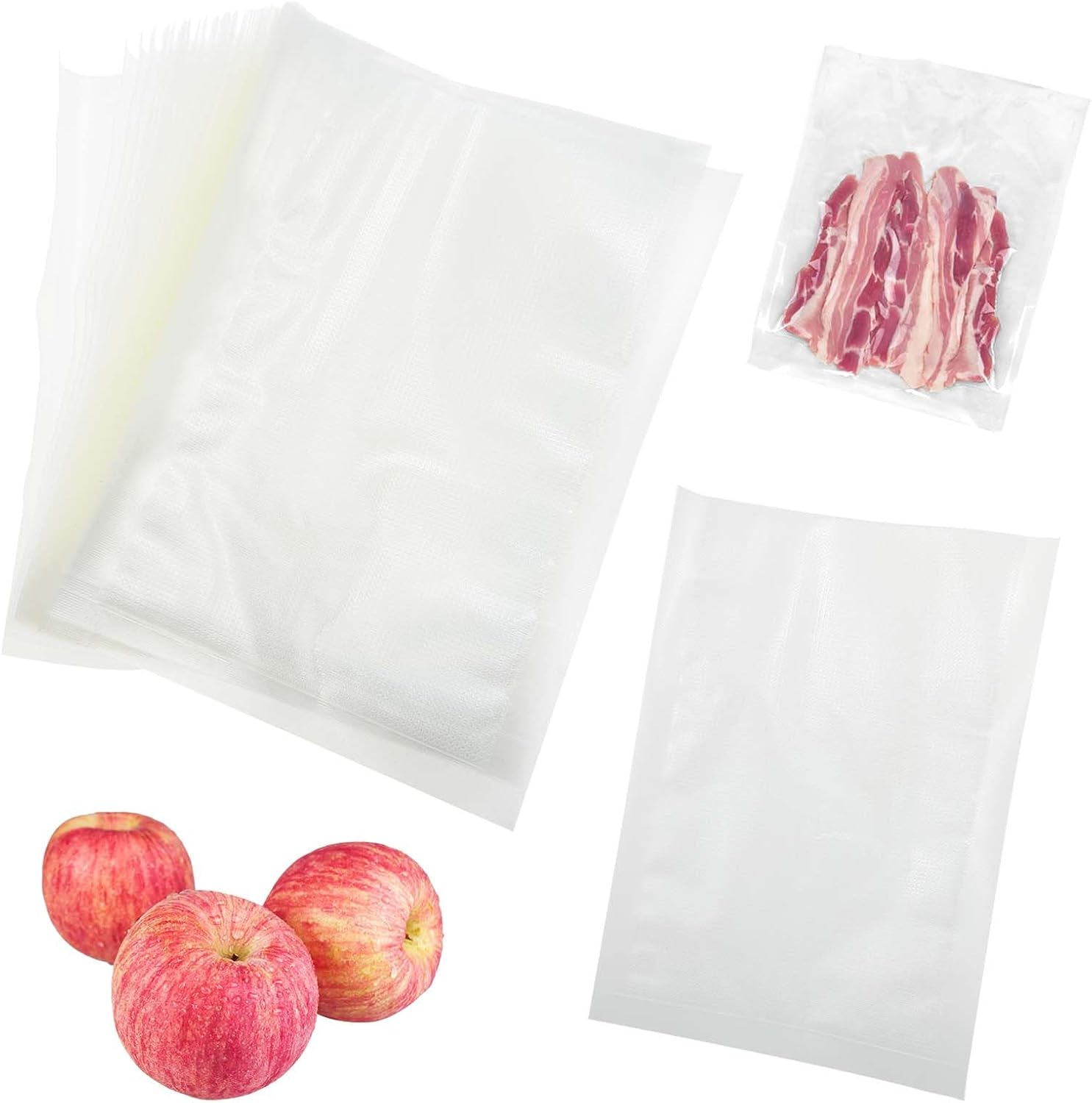 100 PCS 10X15Cm Textured Food Vacuum Food Sealer Bags,Vacuum Freezer Storage Bag Thick Embossed Upgrade Seal Precut Bag with All Types Sealer Machines Withstands Freezing (12X17Cm) image number 4