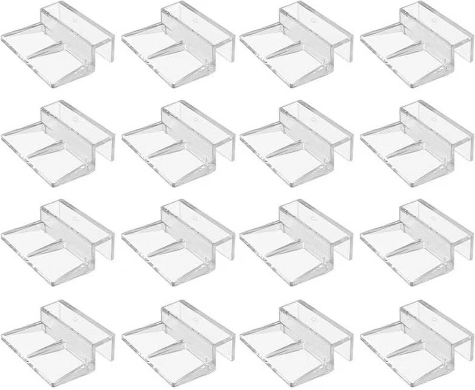 Acrylic Aquariums Fish Tank Glass Cover Clips, 16Pcs Clear Fish Tank Glass Cover Clips, Fish Tank Lid Clear Acrylic Aquarium Cover Support Clamps, 10Mm Thick