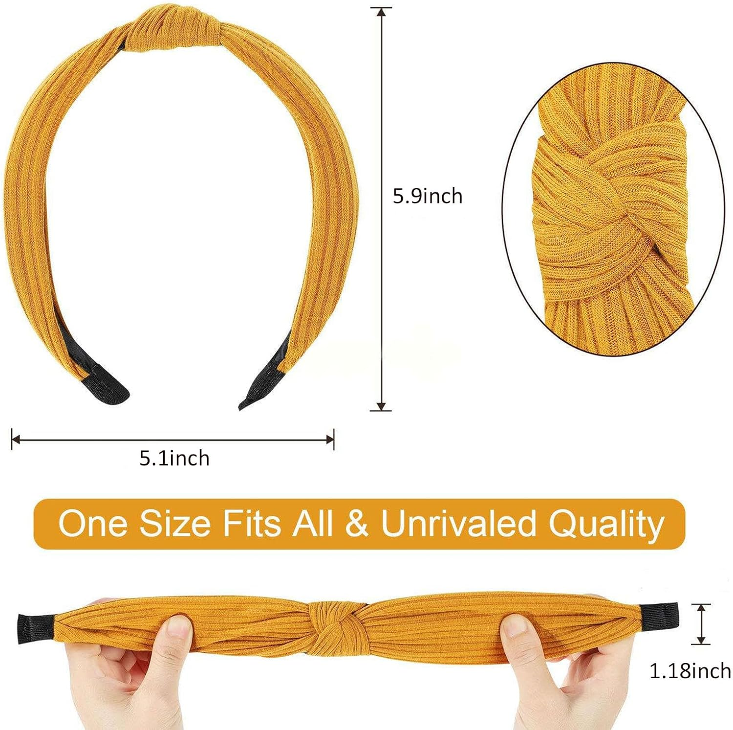 Women Headbands, 6Pcs Knotted Head Bands, Headbands for Women, 6 Pack Knotted Headband, Wide Top Knot Turban, Hair Bands for Women and Girls image number 2