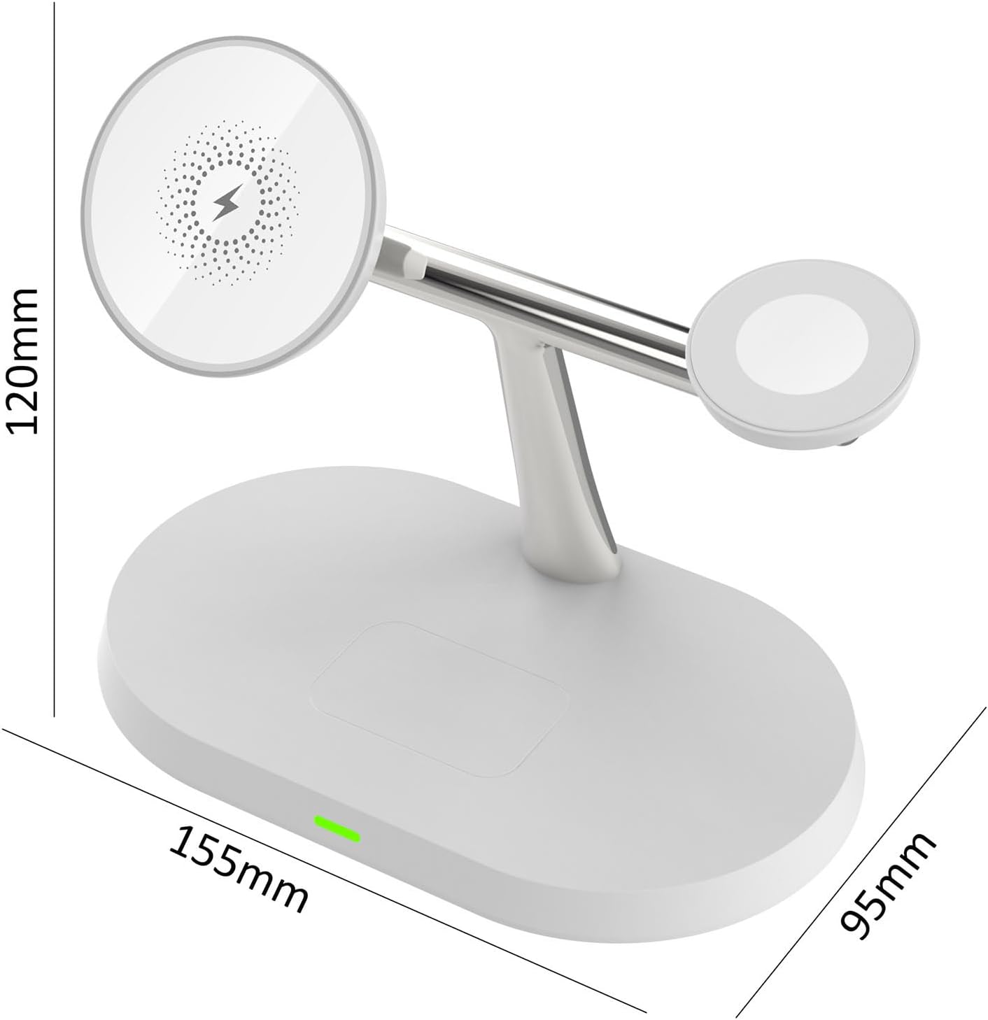 VNBBT 3 in 1 Magnetic Wireless Charging Station, 15W Fast Wireless Charger Stand Compatible Mag-Safe Charge for Iphone 17 16 15 14 13 12 Pro Max/Plus/Mini,Air Pods,Apple Watch Series,White