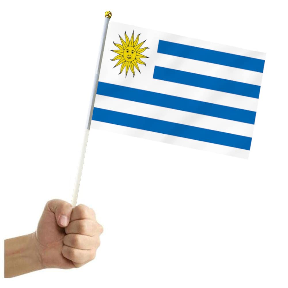 10 PCS Handheld Uruguay Flag,8.5&times;5.5 Inch Hand Held Mini Uruguayan Flags Banner for Indoor Outdoor Parade Waving the Tlag and Shouting image number 3