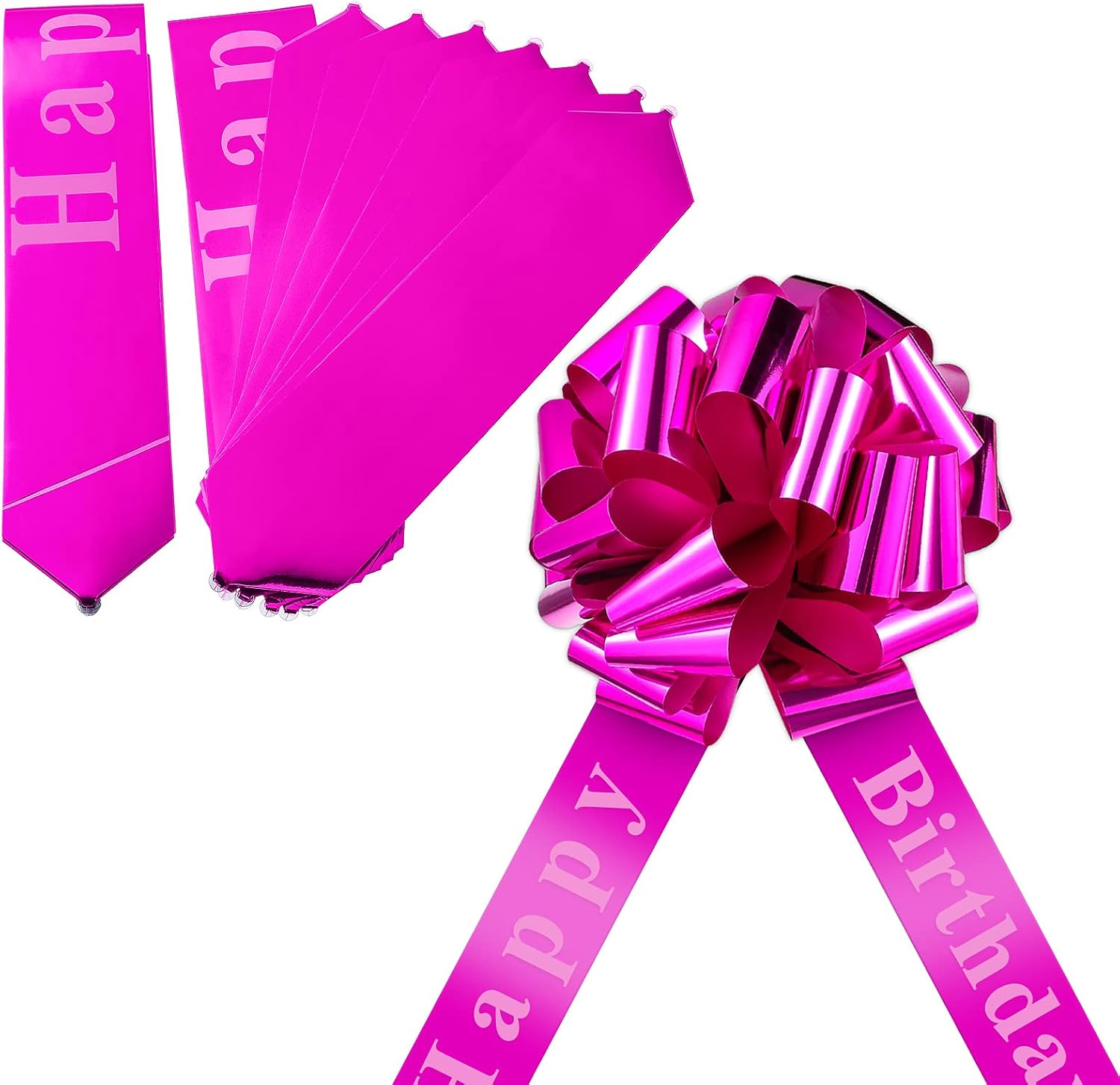 Happy Birthday Car Bow Big Car Ribbon Bow Large Gift Wrapping Bow Giant Bow for Car Decorative Huge Pull Bow for Christmas Party Birthday Car Decoration (Magenta,20 Inches) image number 4