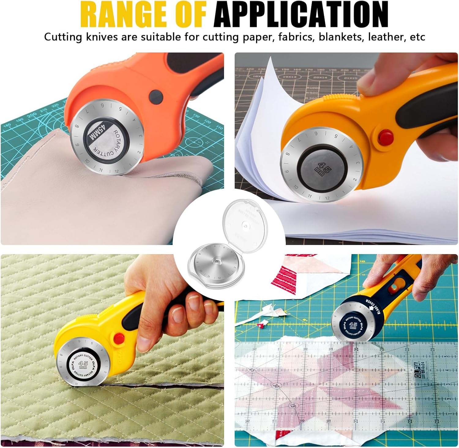 10 Pcs Sk5 High Carbon Steel 45Mm Rotary Blades, Rotary Cutter Blades 45Mm, Replacement Blades for Quilting Sewing Arts Crafts image number 2