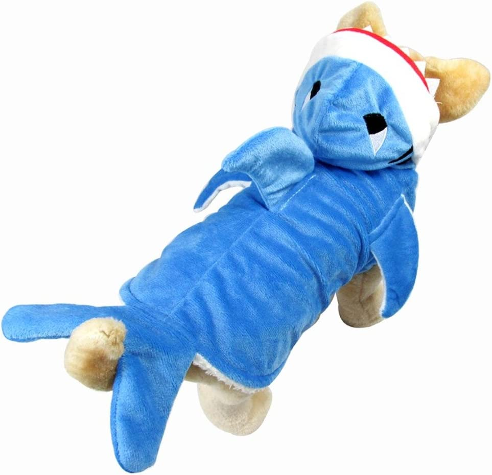 Mogoko Funny Dog Cat Shark Costumes, Pet Halloween Christmas Cosplay Dress, Adorable Blue Shark Pet Costume,Animal Fleece Hoodie Warm Outfits Clothes (M Size) image number 5