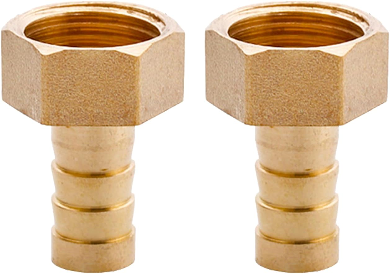 2PCS Brass Barb Hose Fitting, 1/2 Inch BSP Female Thread Barbed Tail Hose Pipe Connector Adapter, Garden Hose Coupler Joint for Fuel Air Gas Water Oil (12Mm) image number 2