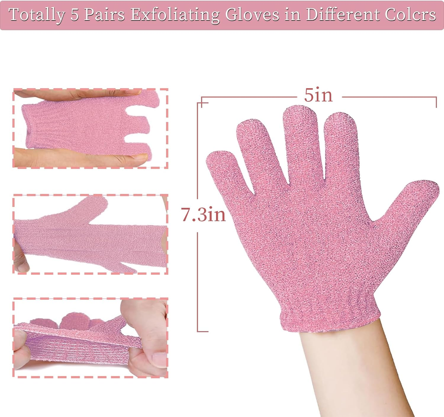 Exfoliating Gloves &ndash; Double-Sided Shower Gloves for Deep Cleansing & Dead Skin Removal &ndash; Spa & Massage Exfoliator, Body Scrubber for Smooth Skin &ndash; Beauty & Bathing Accessories（10Pack） image number 3