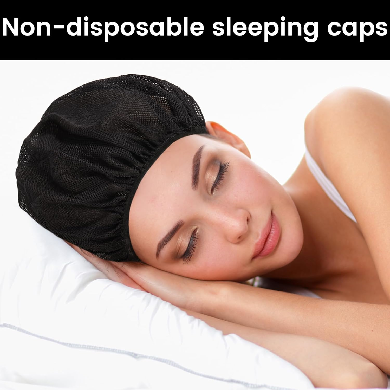 Hair Net for Sleeping, Pack of 3 Sleeping Cap Hair Protection, Soft Mesh Bonnet Sleep Cap, Adjustable Net Cap for Women, Hair Net for Wigs, Night Sleep Cap image number 2