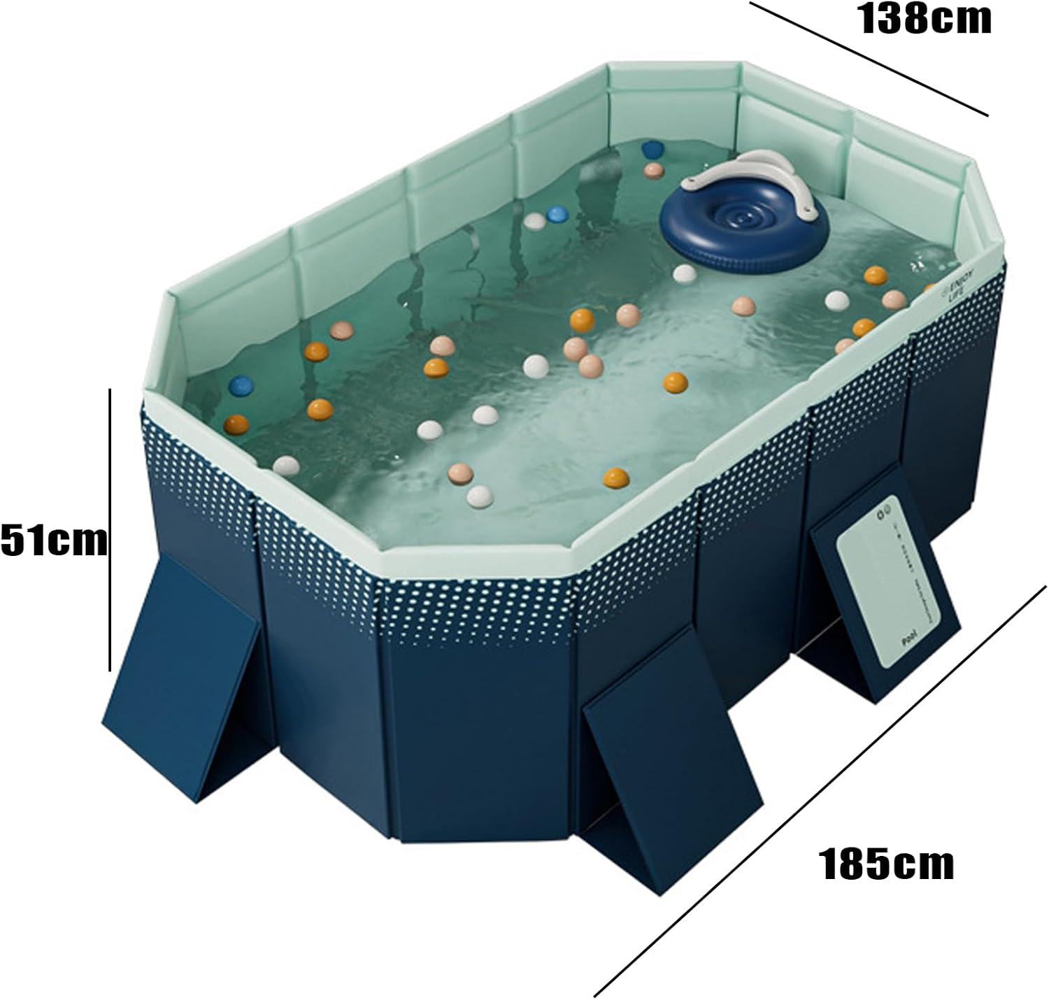 Large Swimming Pool Foldable, 1.6-3M Thicken Wear Resistant Pool Outdoor Non Inflatable No Air Leakage Padding Pool Summer Water Games Party 185Cm image number 4