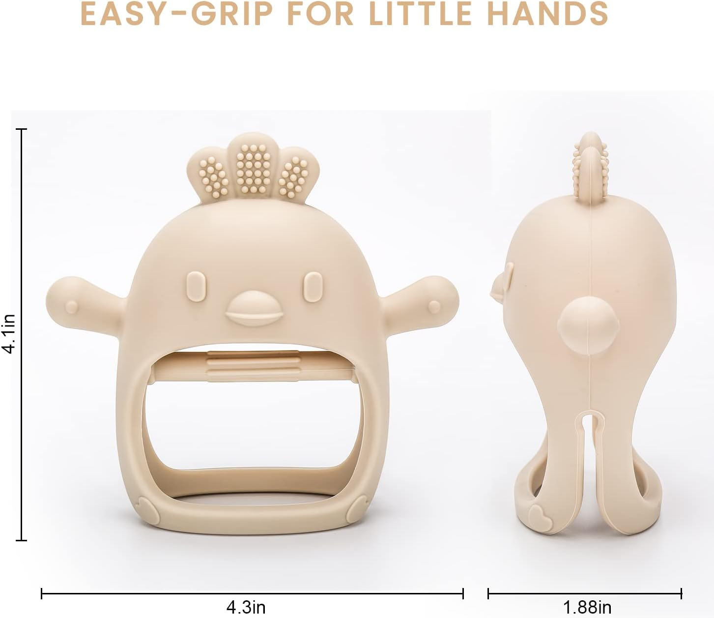 MISSLILI 2Pcs Baby Teething Toy for Infants 3+ Months, BPA Free Anti-Drop Silicone Chick Mitten Teether Toy for Soothing Sore Gums, Baby Chew Toys for Sucking Needs