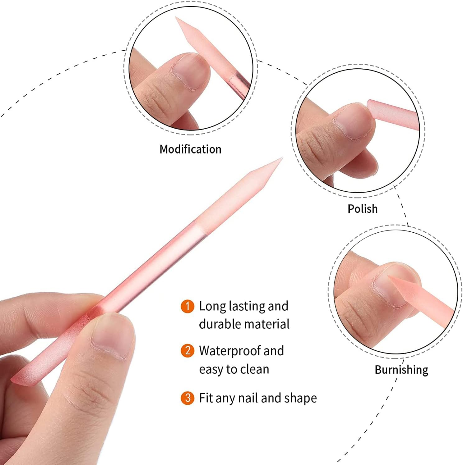 SILPECWEE 3 Pieces Glass Cuticle Pusher Glass Nail File Crystal Glass Cuticle Stick Set Double Sided Cuticle Remover Tool Cuticle Tools for Nails Manicure Pedicure Precision Filing image number 1