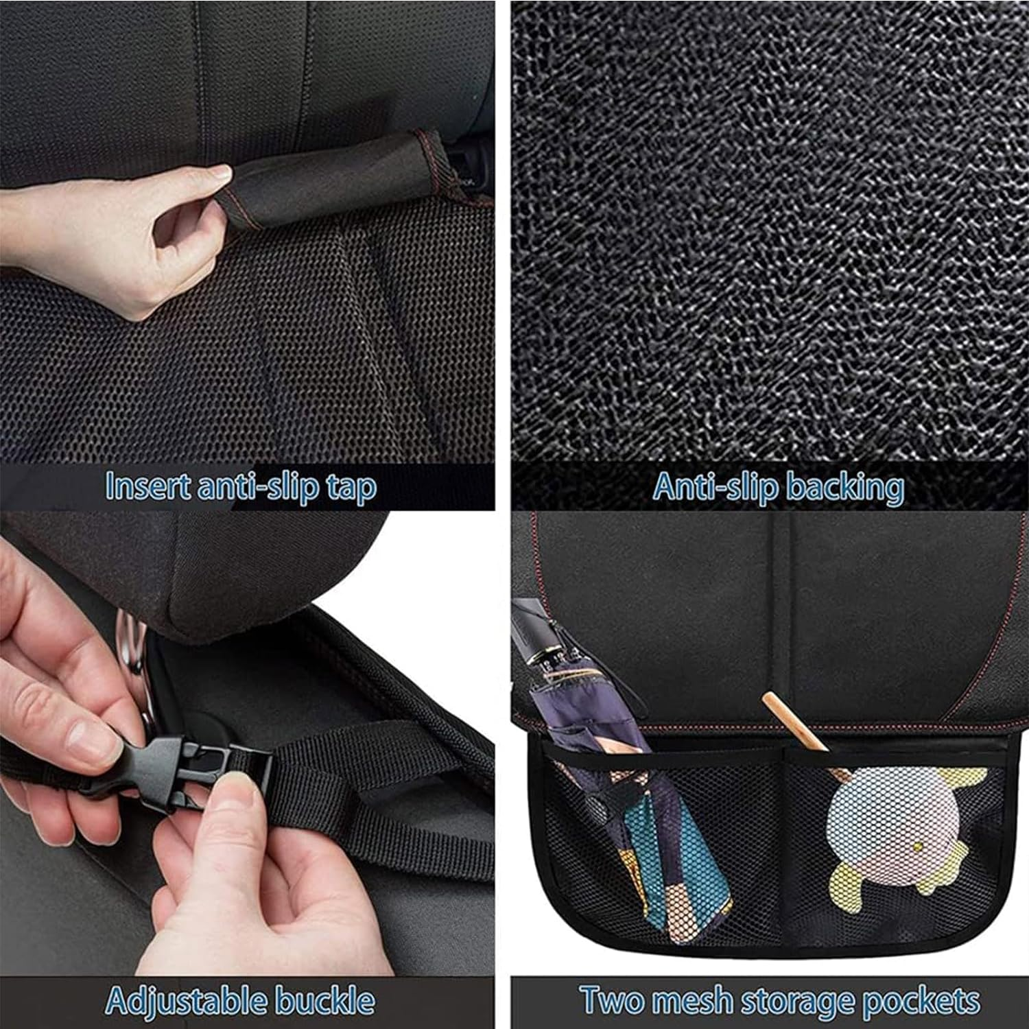 Car Seat Protector, 2 Pack Seat Protector Carseat with Thickest Padding, Baby/Pets Car Seat Protector for Child Car Seat-Mesh Pockets-Waterproof-Universal Size(Black) image number 3
